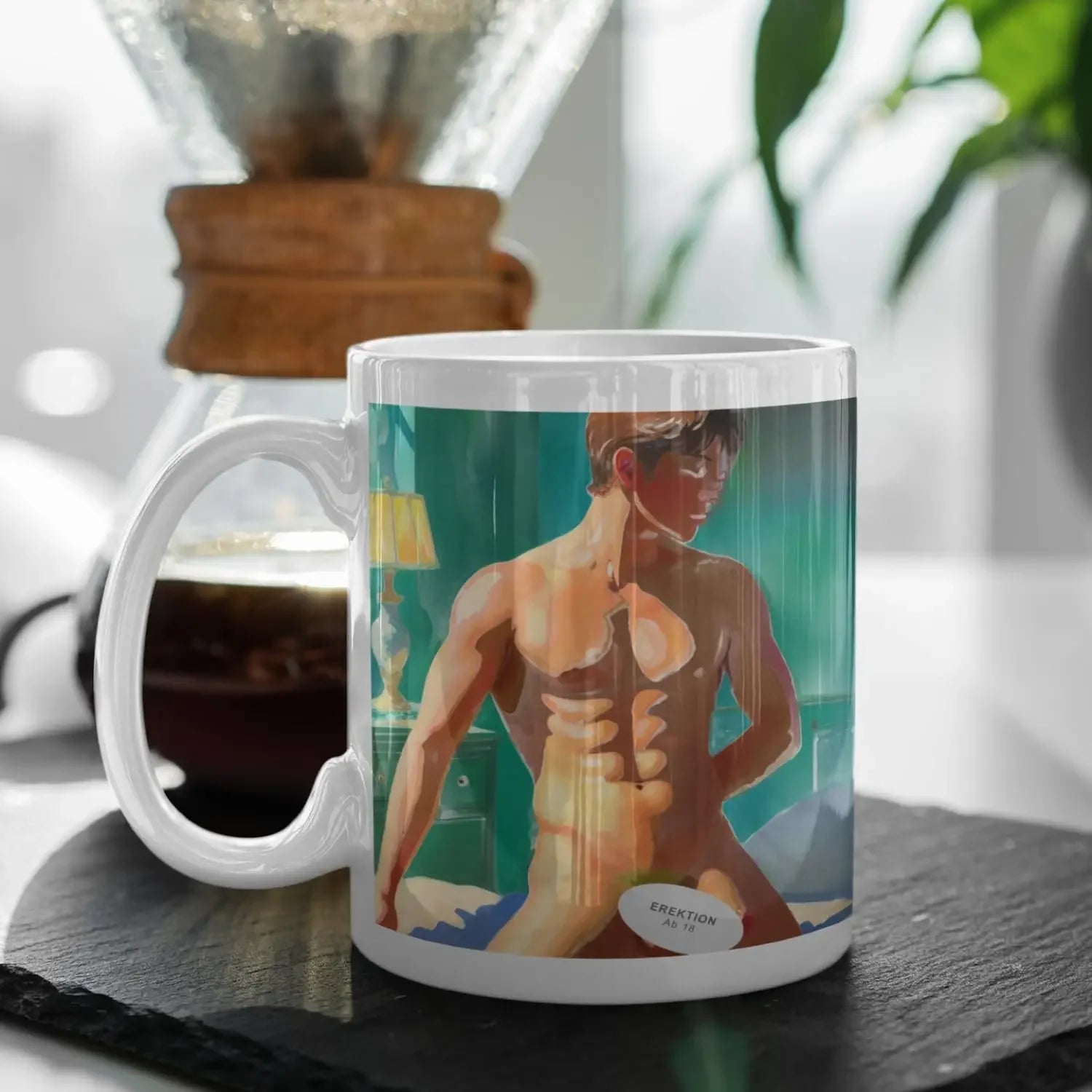 Die meistgekaufte Tasse bei KUNSTWERK BILDER - Erektion zum Morgenkaffee
