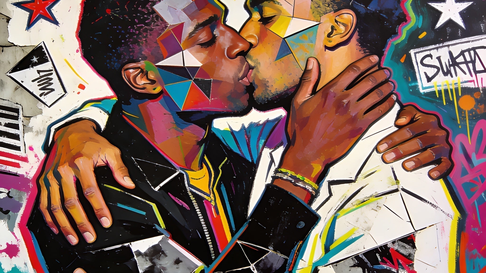 Gay Love forever - Schwule Liebe Wandbild New York Street Art