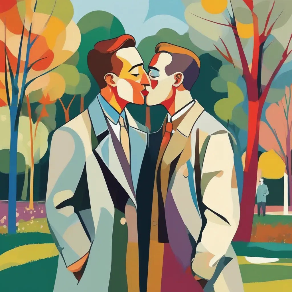 Klee trifft Gay Love - Geometrischer Kuss KUNSTWERK BILDER