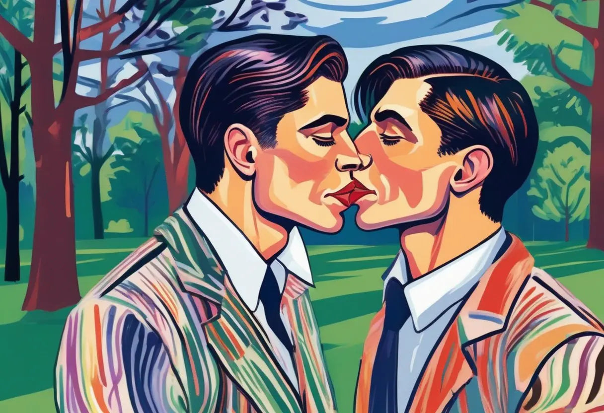Delaunay trifft Gay Love - Regenbogen-Kuss KUNSTWERK BILDER