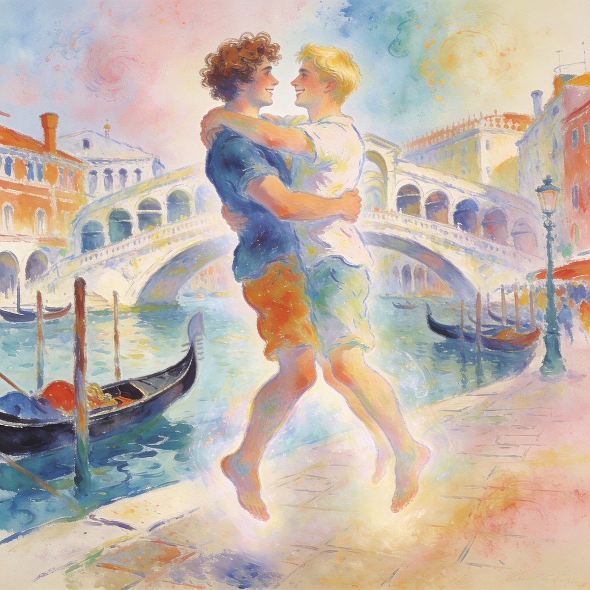 Gay Art – Venedig für Verliebte: Schwule Jungs im Chagall Stil