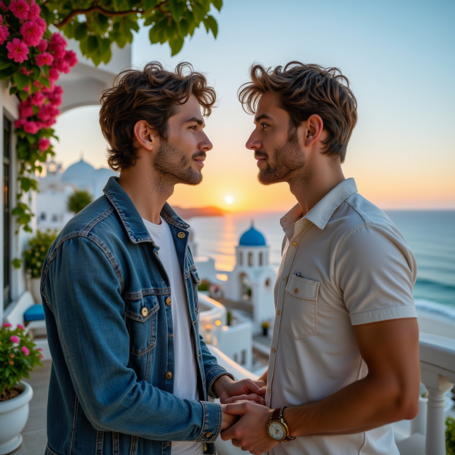 Gay Art – Schwule Liebe im Sonnenuntergang auf Mykonos