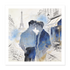Zwei Männer Stirn an Stirn vor dem Kuss - Aquarell-Stil Blau Gold Grau - Poster 40x40 cm - Gay Art Paris
