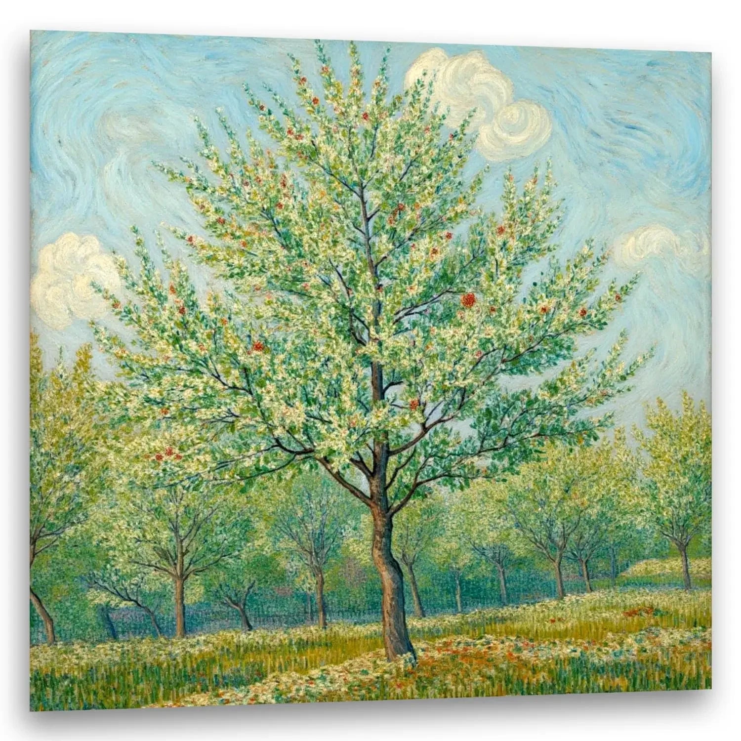 Blühende Bäume in Rosa und Weiß - Van Gogh Stil Impressionismus - Canvas Wandbild
