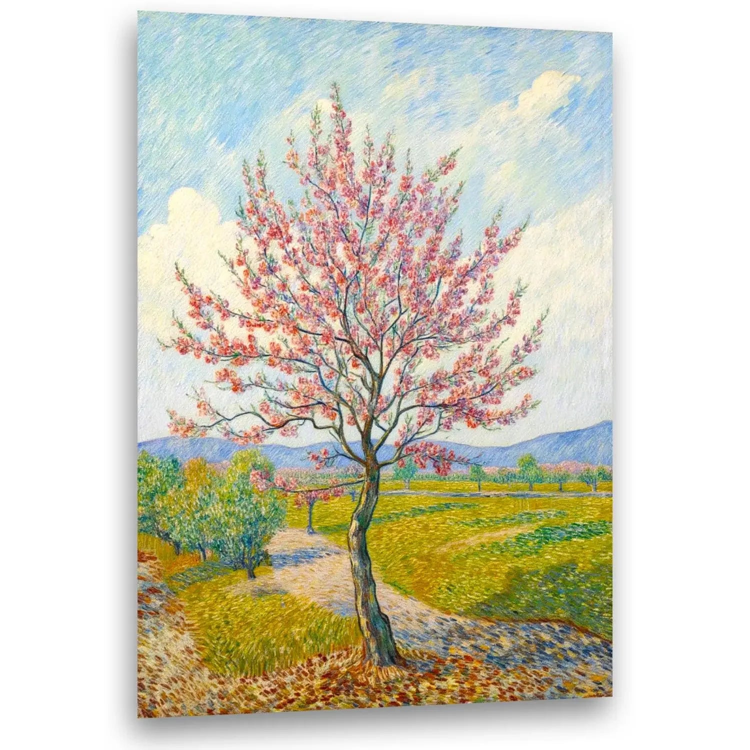 Impressionistischer Kunstdruck: Blühender Baum im Van-Gogh-Stil