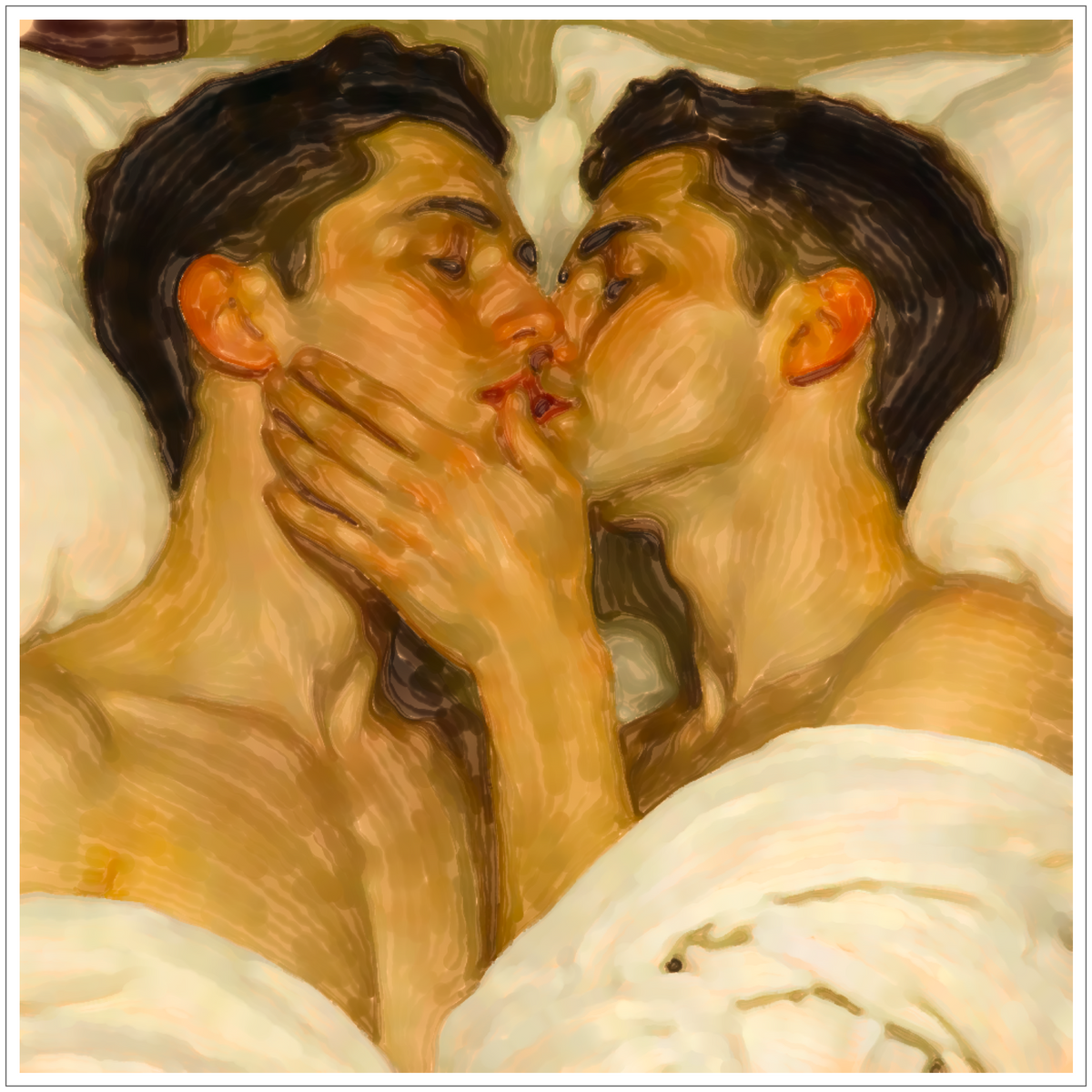 Gay Erotic Art – Nackte Männer beim Kuss im Bett | GAY ART SHOP
