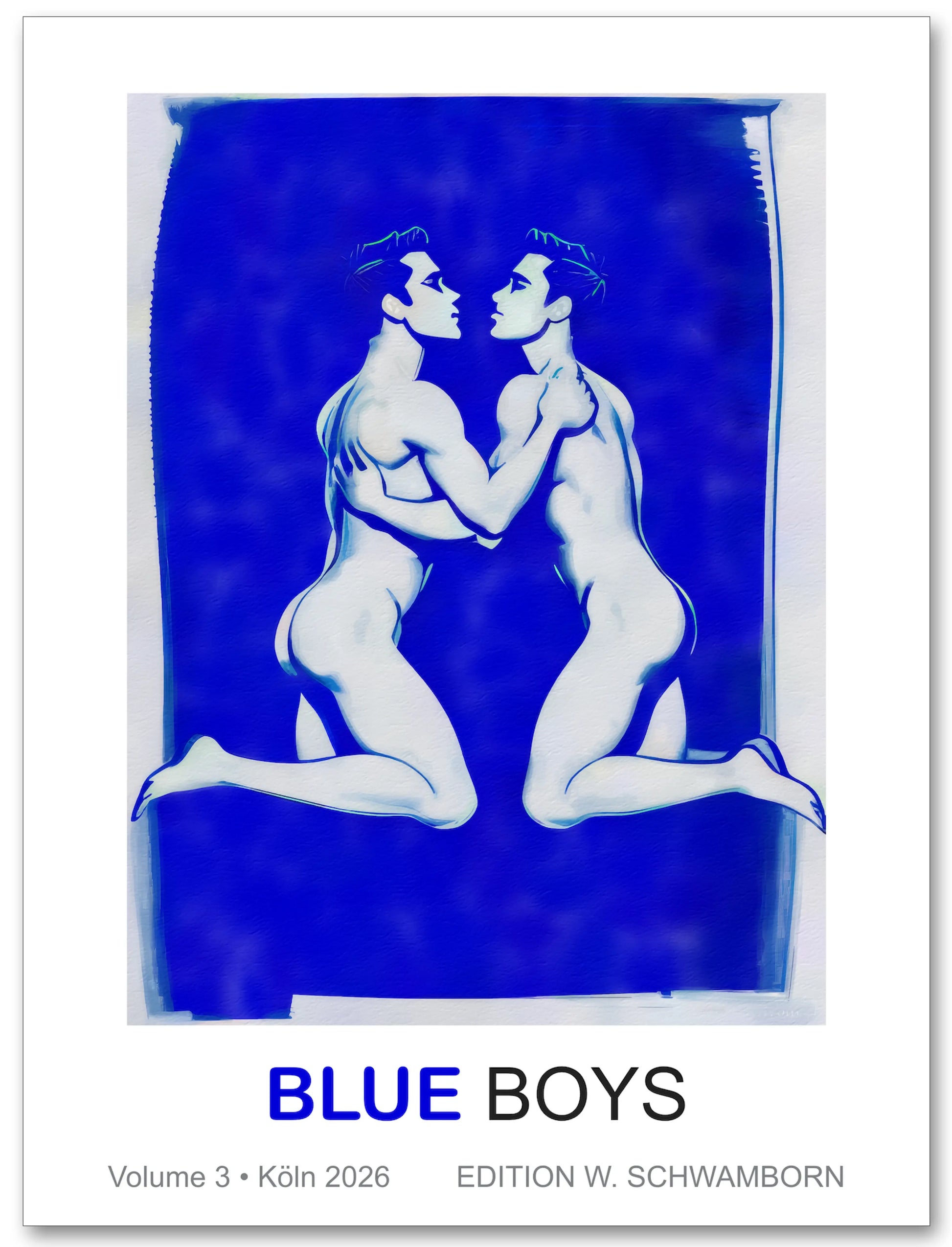 Blue Boys #3 Poster - Premium Gay Love Art Aquarell-Stil KUNSTWERK BILDER