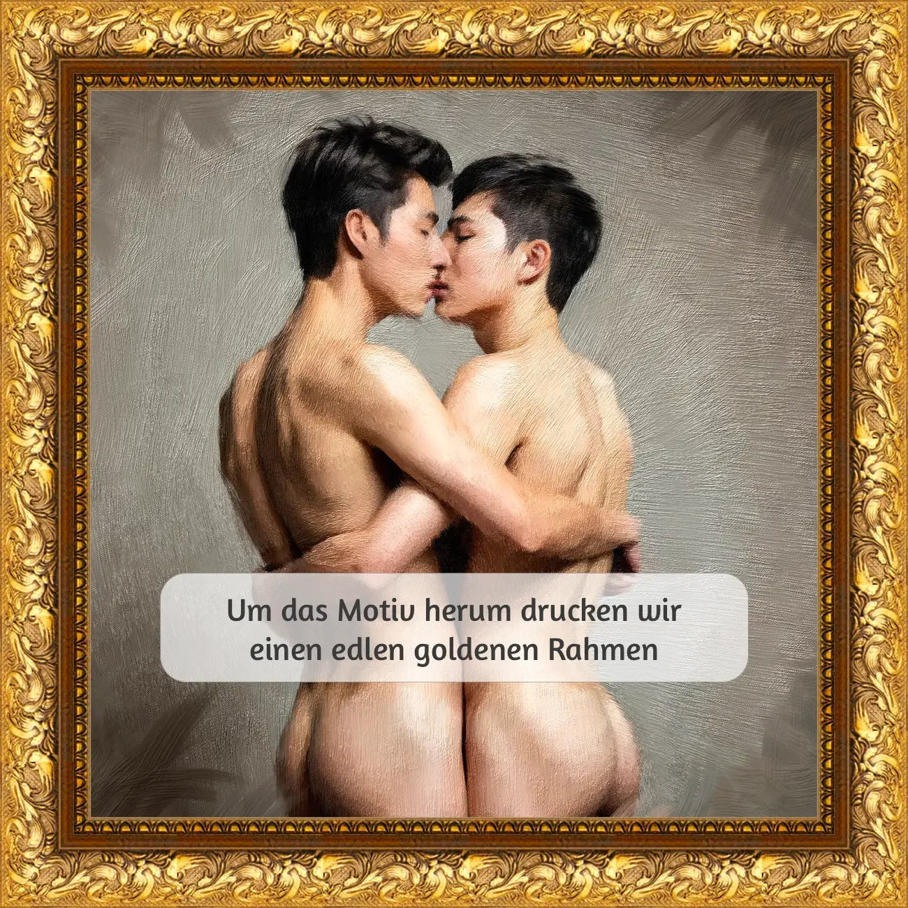 Ornater Goldrahmen mit filigranem Scrollwork für Galerie Schöne Künste True Gay Love #1, 30x30 cm