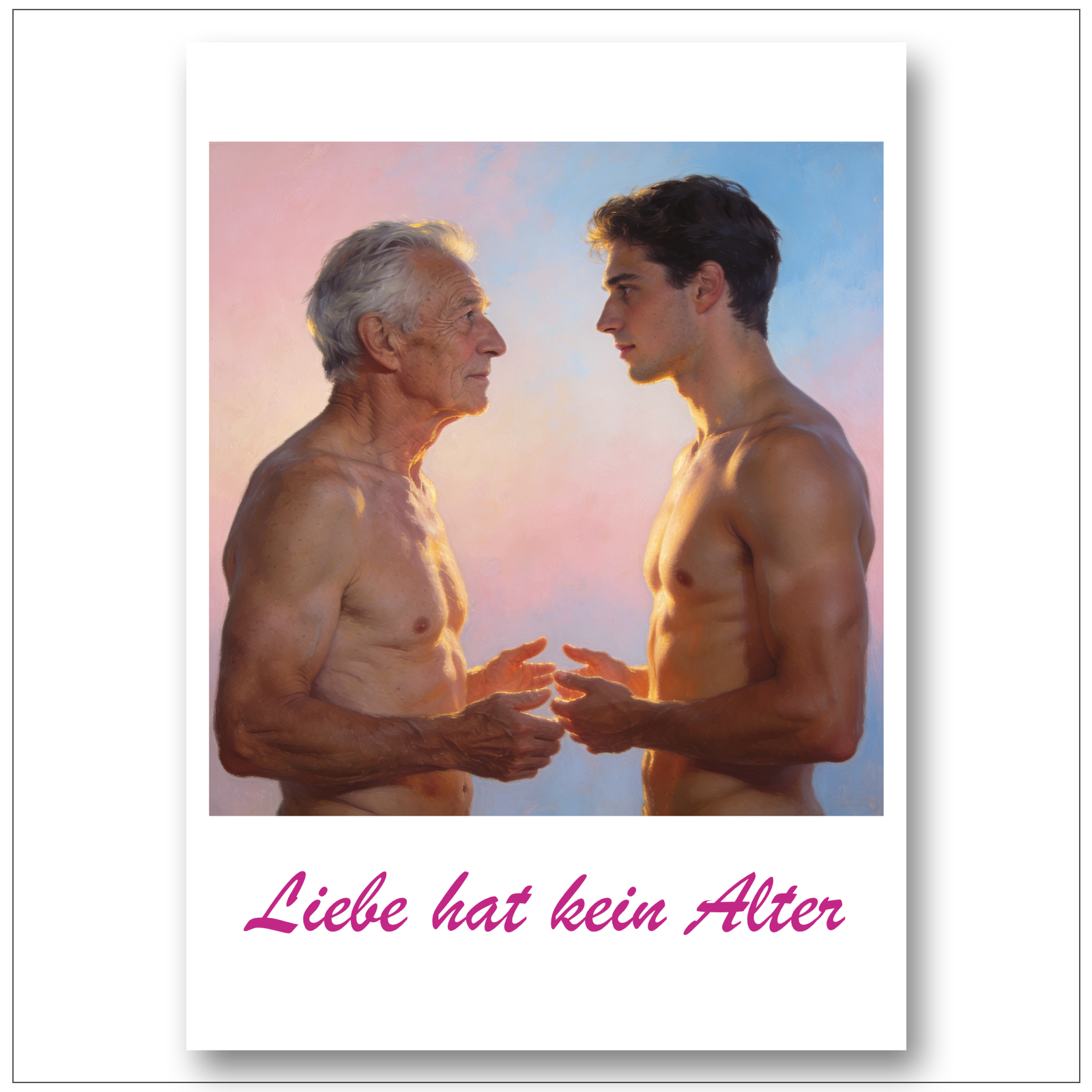 Gay Art Poster Daddy und Lover – Liebe kennt kein Alter – Schwule Kunst Wandbild LGBTQ Kunstdruck