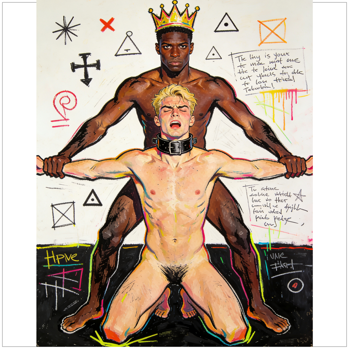 Black King Master, white Slave Twink. Sex Ritual im Stil von Jean Michel Basquiat