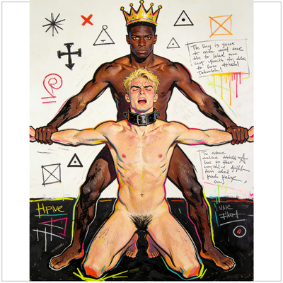 Black King Master, white Slave Twink. Sex Ritual im Stil von Jean Michel Basquiat