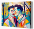 Zwei Männer in leidenschaftlichem Kuss - Kubistische Gay Art - Geometrische Farbflächen - Canvas Wandbild
