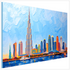 Dubai Skyline mit Burj Khalifa - Van Gogh Stil mit leuchtenden Farben und expressionistischen Pinselstrichen - Moderne Kunst Wandbild
