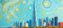 Dubai Skyline - Van Gogh Stil - Wirbelnder Himmel mit goldenen Spiralen - Burj Khalifa - Leinwandbild