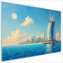 Dubai Burj Al Arab - Van Gogh Stil - Türkisblaues Meer und sanfter Himmel - Canvas Wandbild

