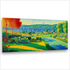 Segelboote auf blauem See - Grüne Weinberge - Bunter Blumengarten - Roter Herbstbaum - Canvas Wandbild
