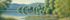 Morgen am Seerosenteich - Grüne Bäume mit Spiegelungen - Blaue Berge - Bunter Blumengarten - Leinwandbild
