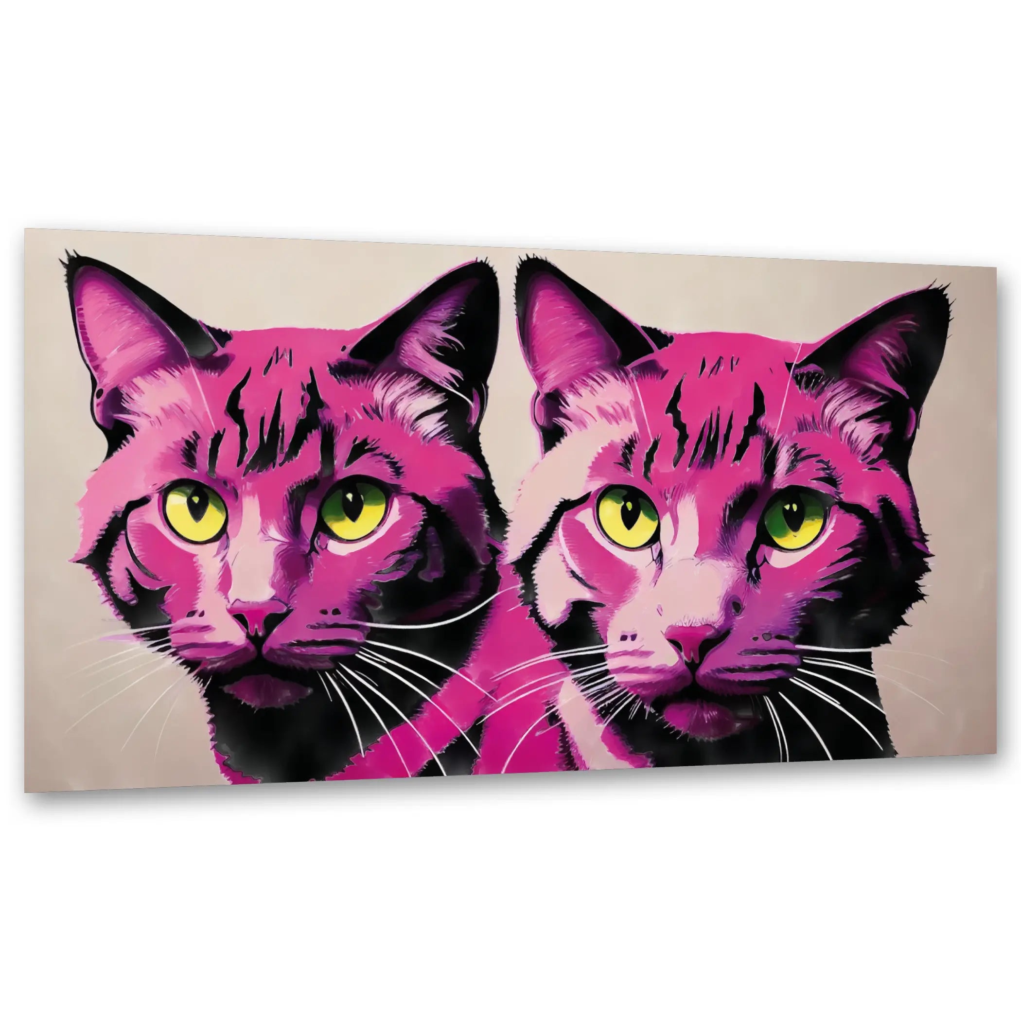 Pinke Pop Art Katzen - Doppelporträt KUNSTWERK BILDER
