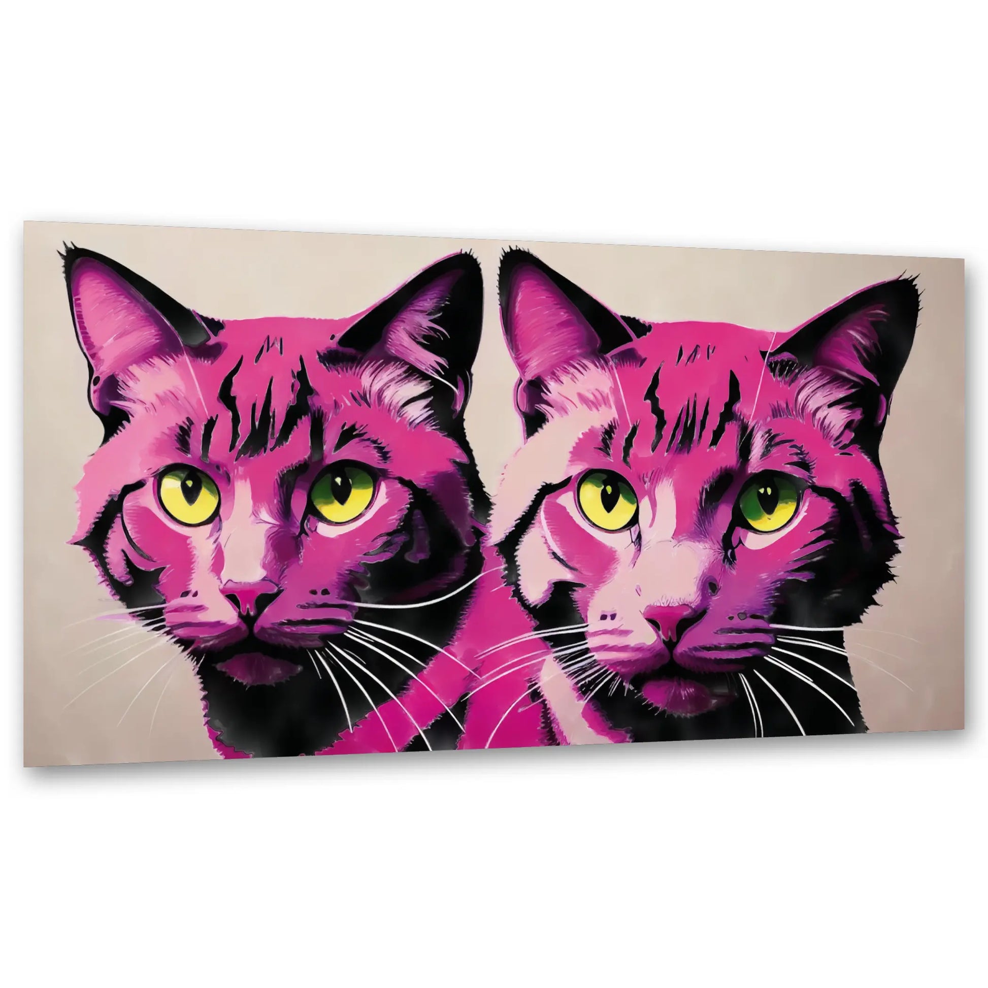 Pinke Pop Art Katzen - Doppelporträt KUNSTWERK BILDER