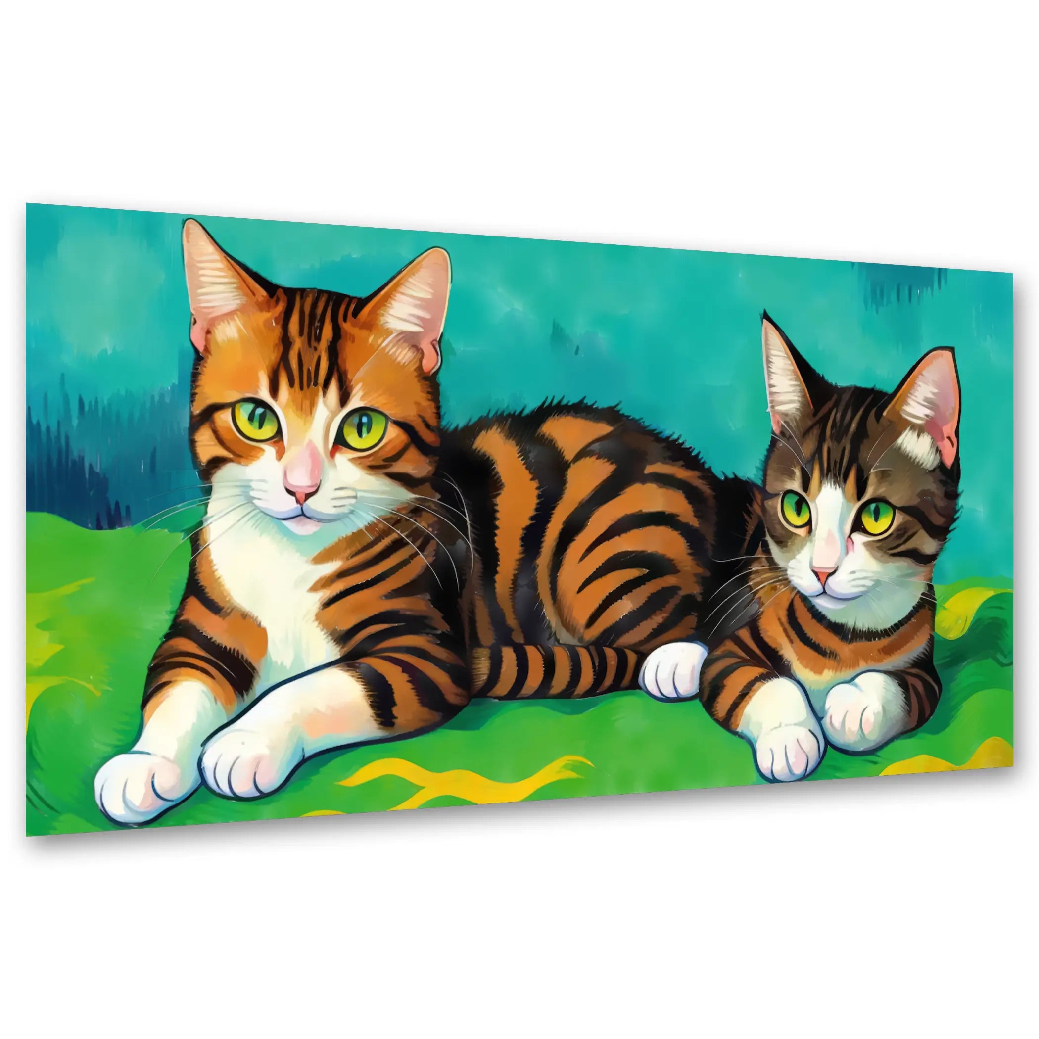 Zwei getigerte Katzen - Mutter und Kind KUNSTWERK BILDER