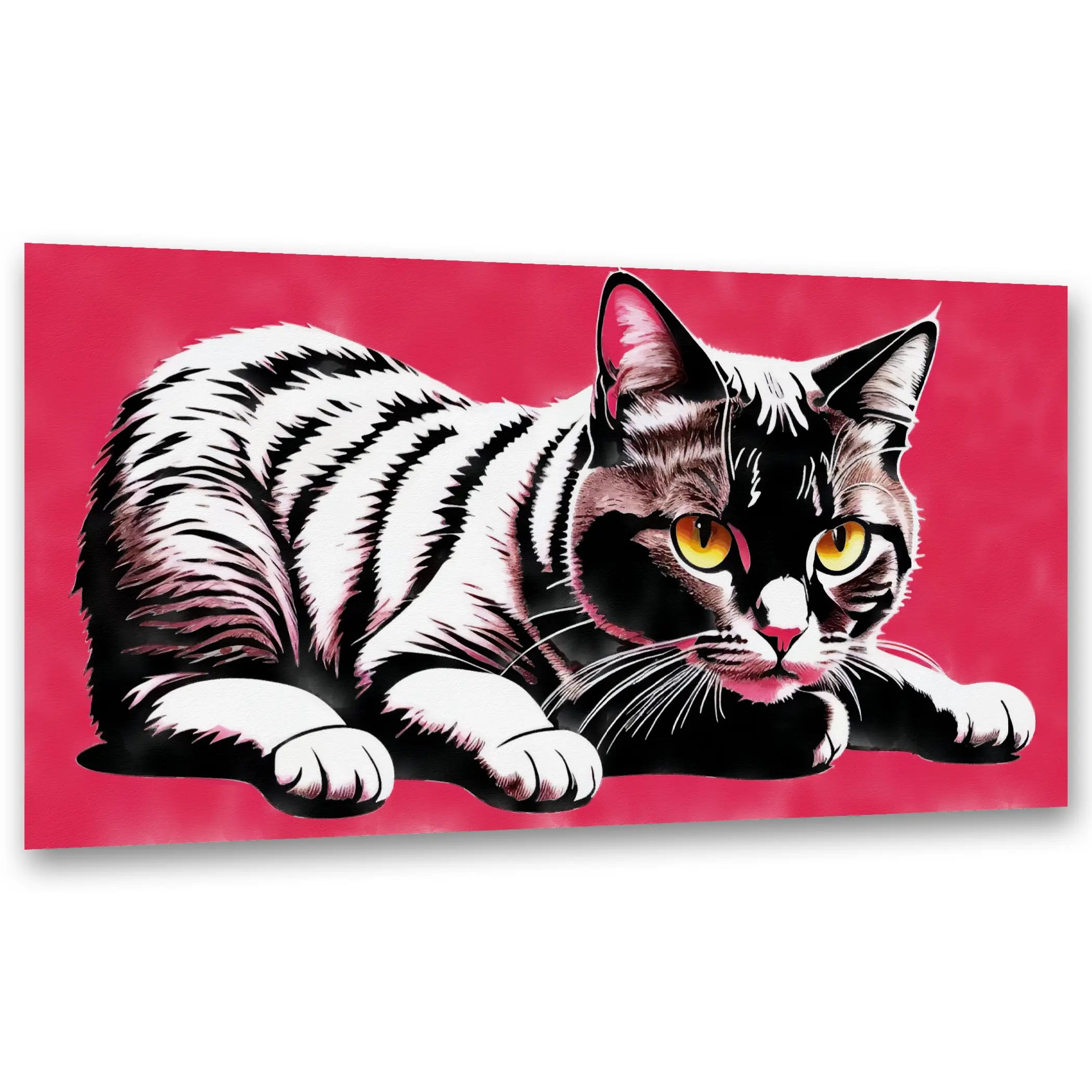 Lauernde Katze auf Pink KUNSTWERK BILDER