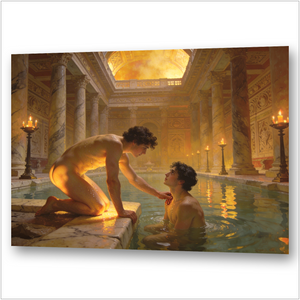 Gay Art im Simeon-Solomon-Stil - Komm zu mir – Schwule Sehnsucht im antiken Bad