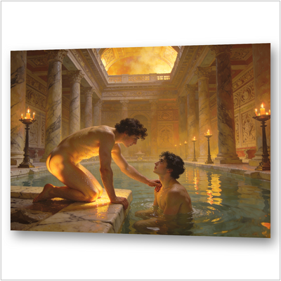 Gay Art im Simeon-Solomon-Stil - Komm zu mir – Schwule Sehnsucht im antiken Bad