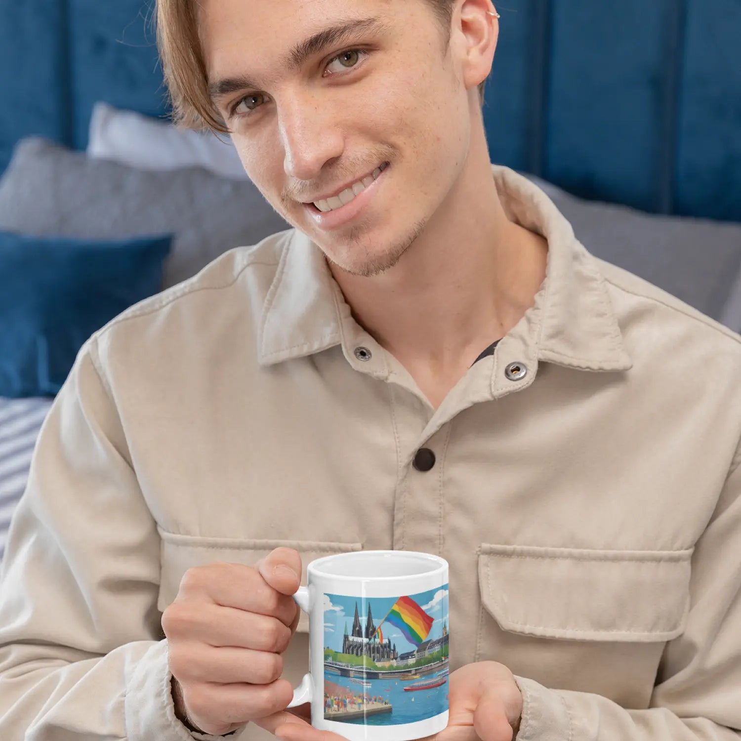 Köln am Rhein Pride - Regenbogen Kunst-Tasse | Kunstwerk Bilder KUNSTWERK BILDER