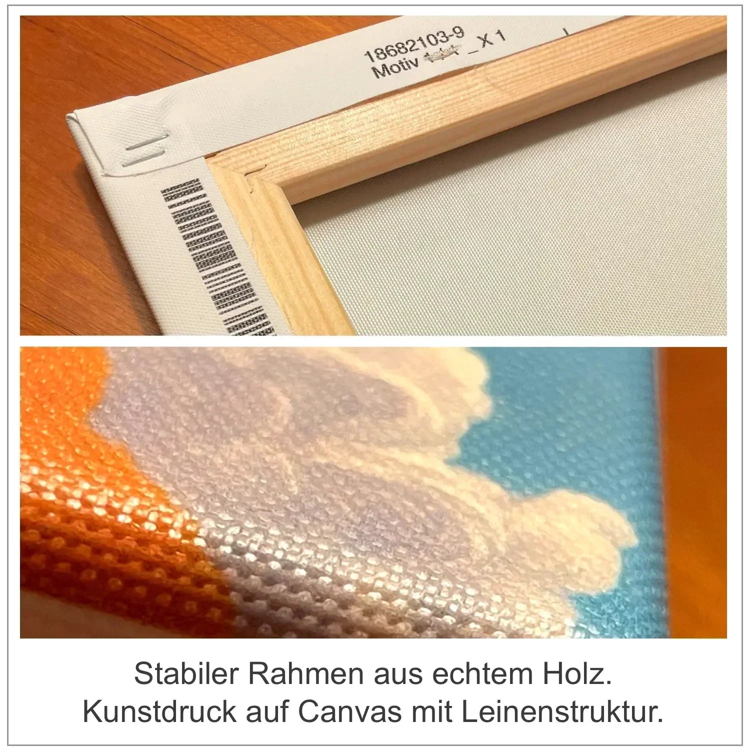 Leinwand auf Holzrahmen aufgezogen