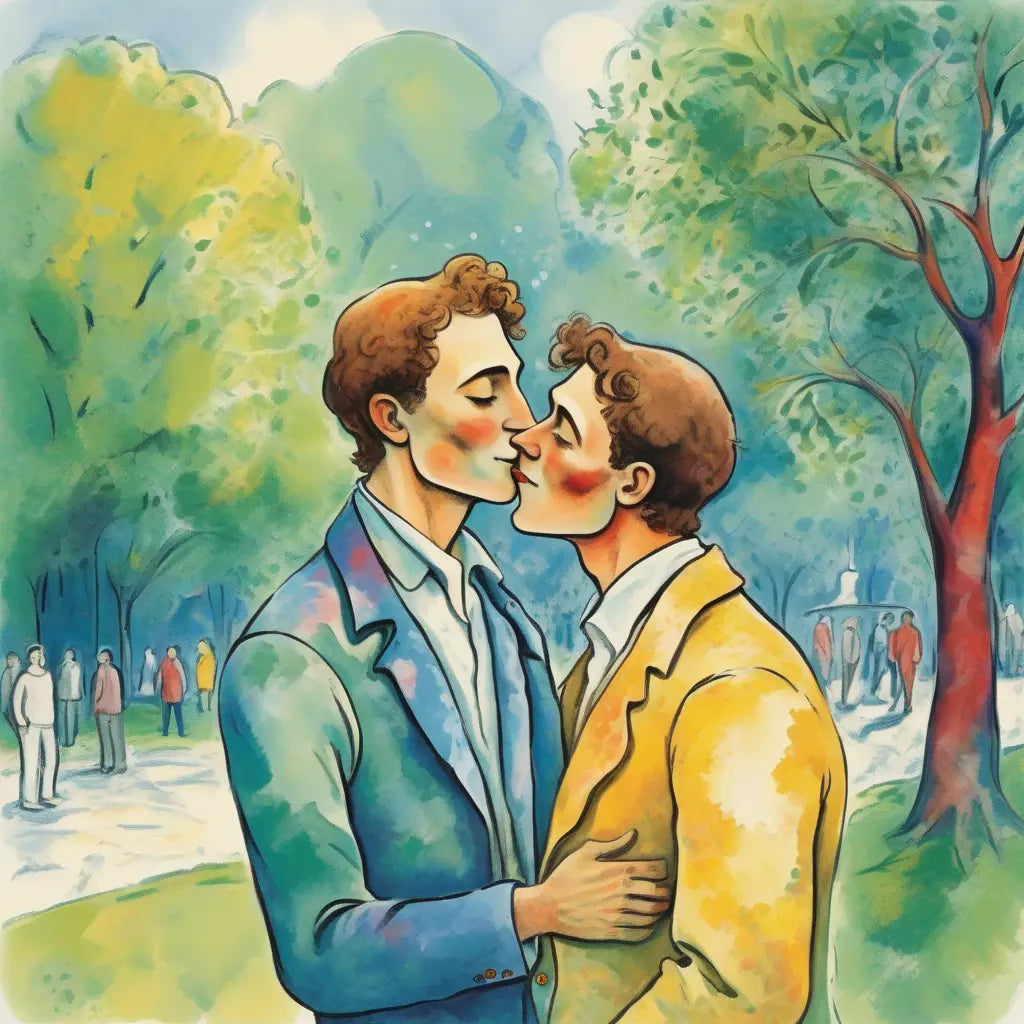 Chagall trifft Gay Love - Traumhafter Kuss KUNSTWERK BILDER