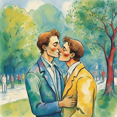 Chagall trifft Gay Love - Traumhafter Kuss KUNSTWERK BILDER