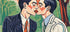 Kirchner trifft Gay Love - Holzschnitt-Kuss KUNSTWERK BILDER