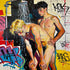 Zwei nackte Männer beim Arschficken unter der Dusche im Basquiat Street Art Stil mit Graffiti – unzensierte Gay Sex Art