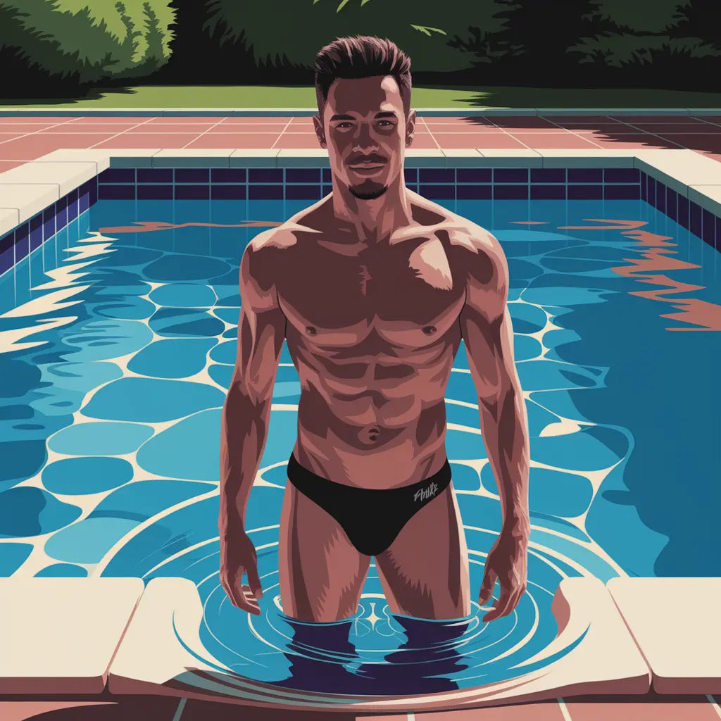 Pool Boy Canvas - Gay Art Wandbild Athletischer Mann am Pool | Kunstwerk Bilder KUNSTWERK BILDER