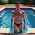Pool Boy Canvas - Gay Art Wandbild Athletischer Mann am Pool | Kunstwerk Bilder KUNSTWERK BILDER