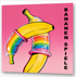Zwei Bananen mit Regenbogen-Kondomen vor buntem Hintergrund - Humorvolle schwule Erotik Gay Art - Wandbild Keilrahmen