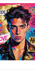 Street Art Portrait junger Mann mit PRIDE LOVE ART Graffiti - Basquiat-inspirierte Gay Art - Canvas Wandbild