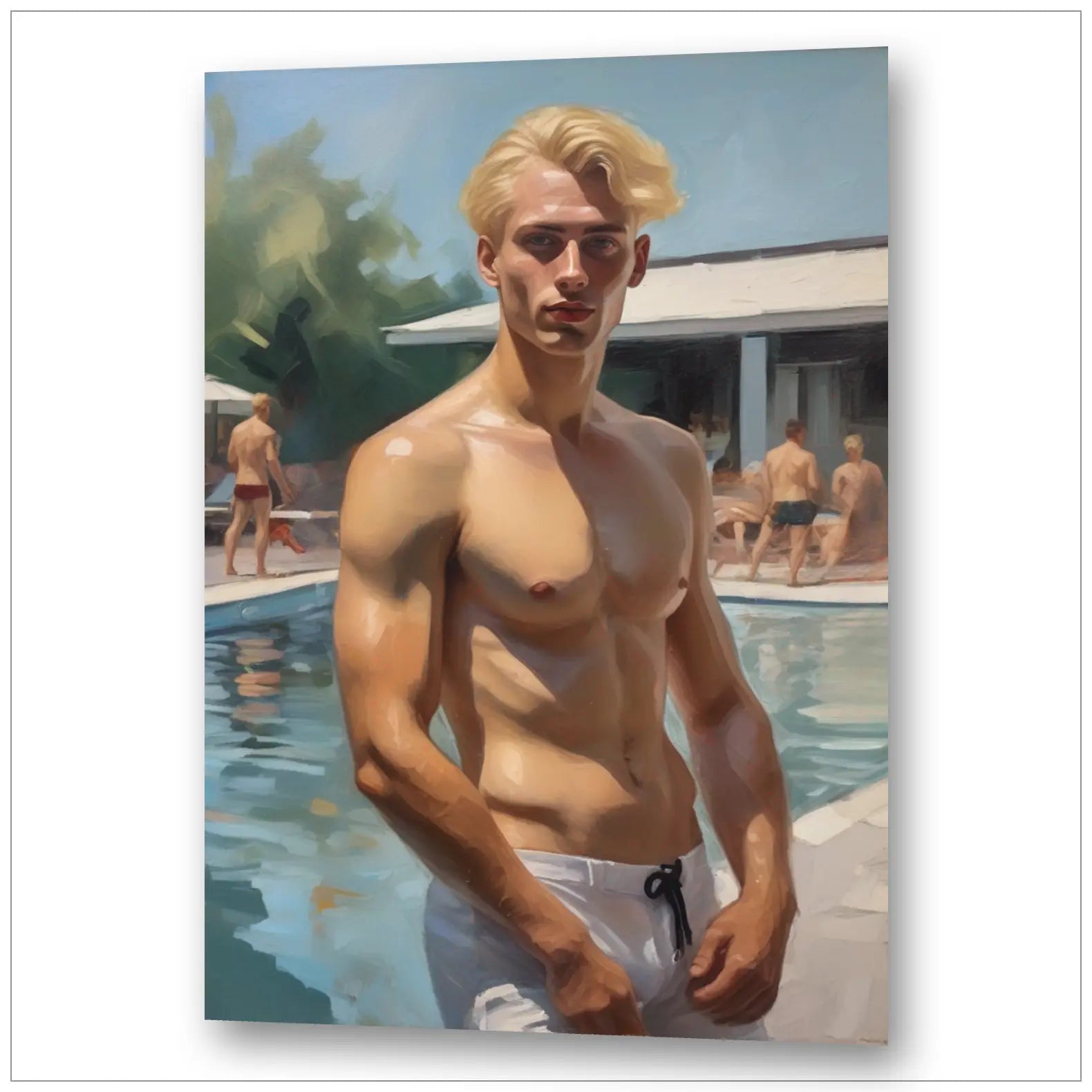 Am Pool - Gay Art Posing - Er bekommt sie alle | Kunstwerk Bilder KUNSTWERK BILDER