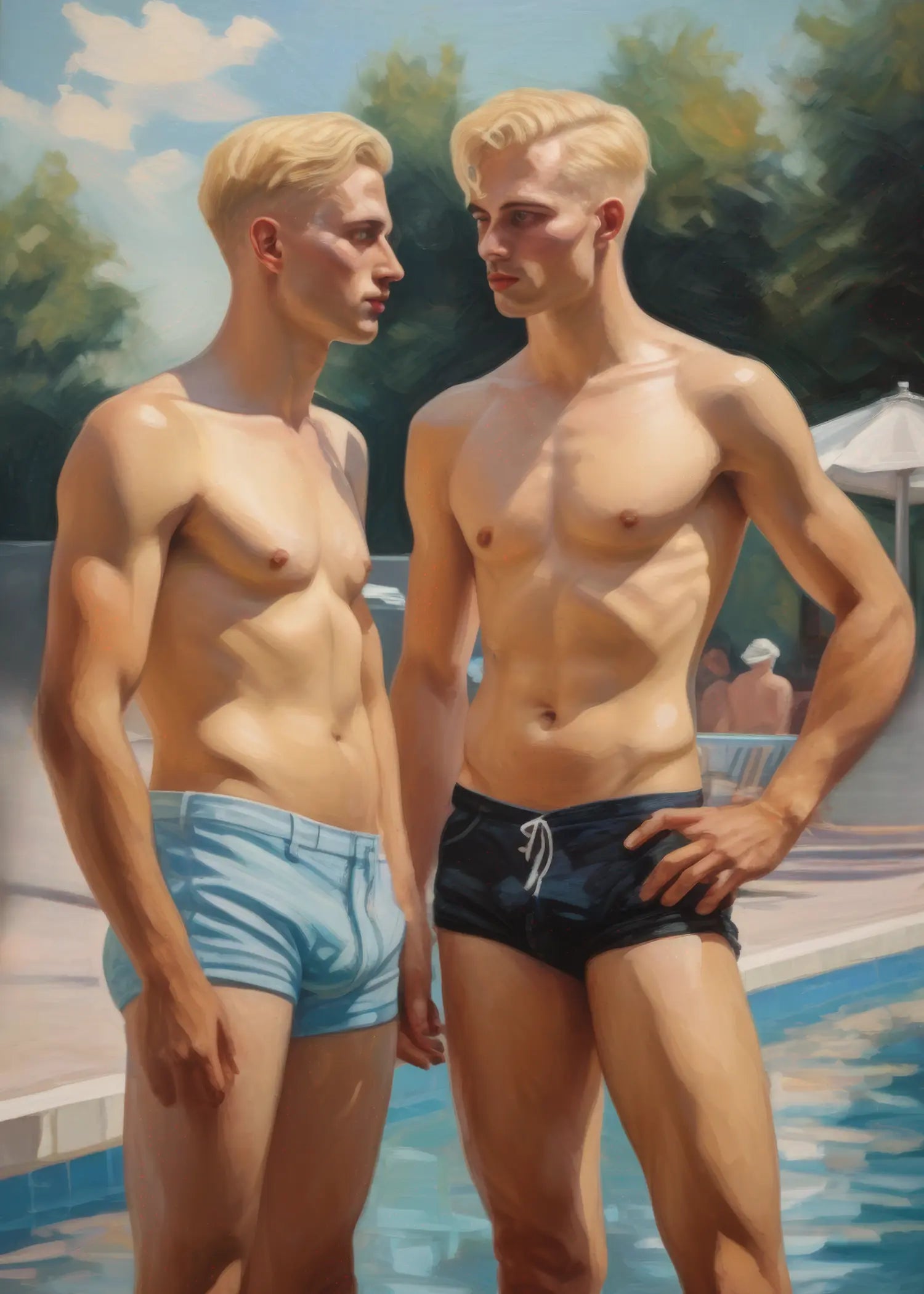 Zwei am Pool - Gay Art | Kunstwerk Bilder KUNSTWERK BILDER