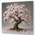 Kirschblütenbaum Sakura - Japanische Kunst - Rosa-weiße Blüten mit goldenem Stamm - Canvas Wandbild
