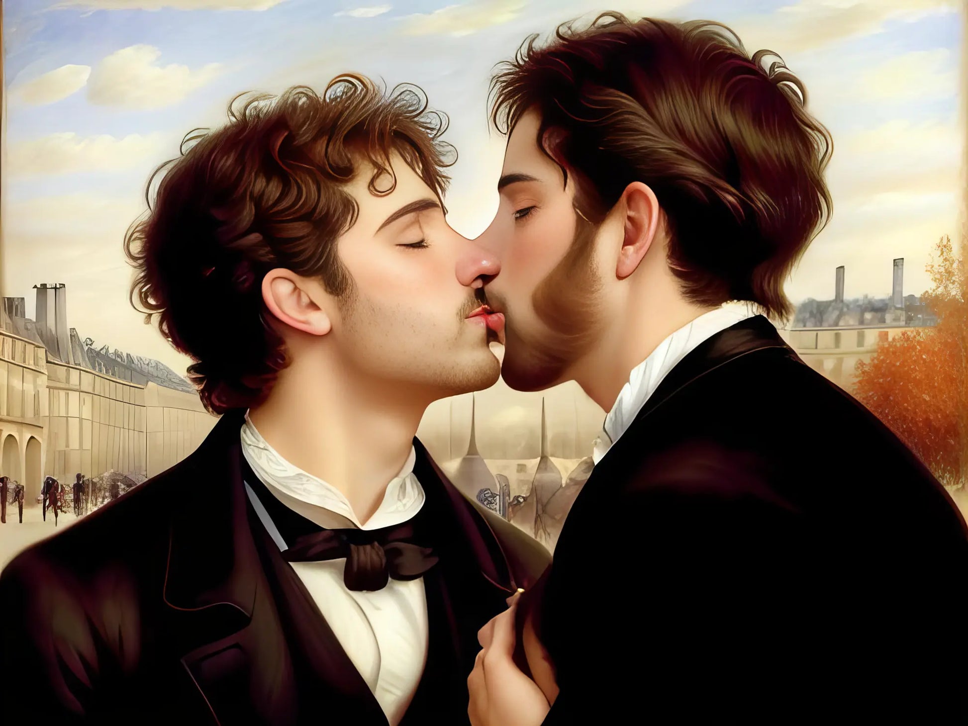 Der verbotene Kuss - Realistische Gay Art im viktorianischen Stil | Kunstwerk Bilder KUNSTWERK BILDER