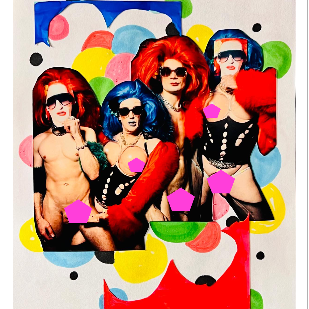 Vier Drags in selbstbewusster Pose - Bunte Collage - Gay Art - Canvas Wandbild - Tim Lienhard
