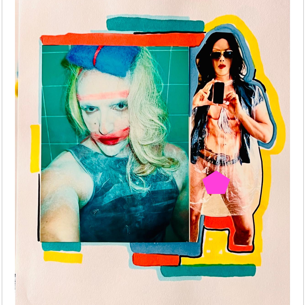 Selfie-Ästhetik trifft Collage - Moderne queere Selbstinszenierung - Gay Art - Canvas - Tim Lienhard
