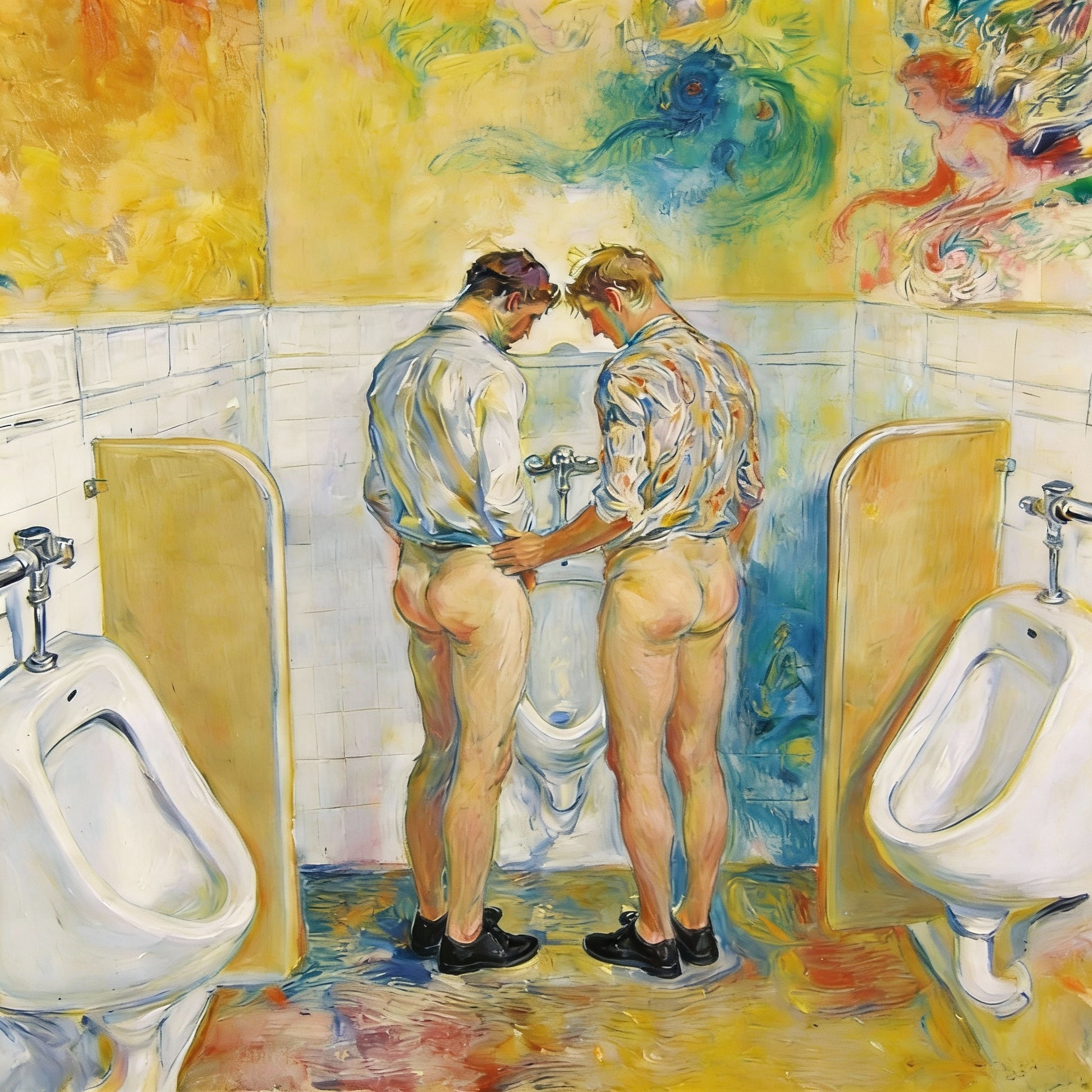 Gay Art - Gay Sex in "Chagall"-WC - Provokante Toiletten-Kunst